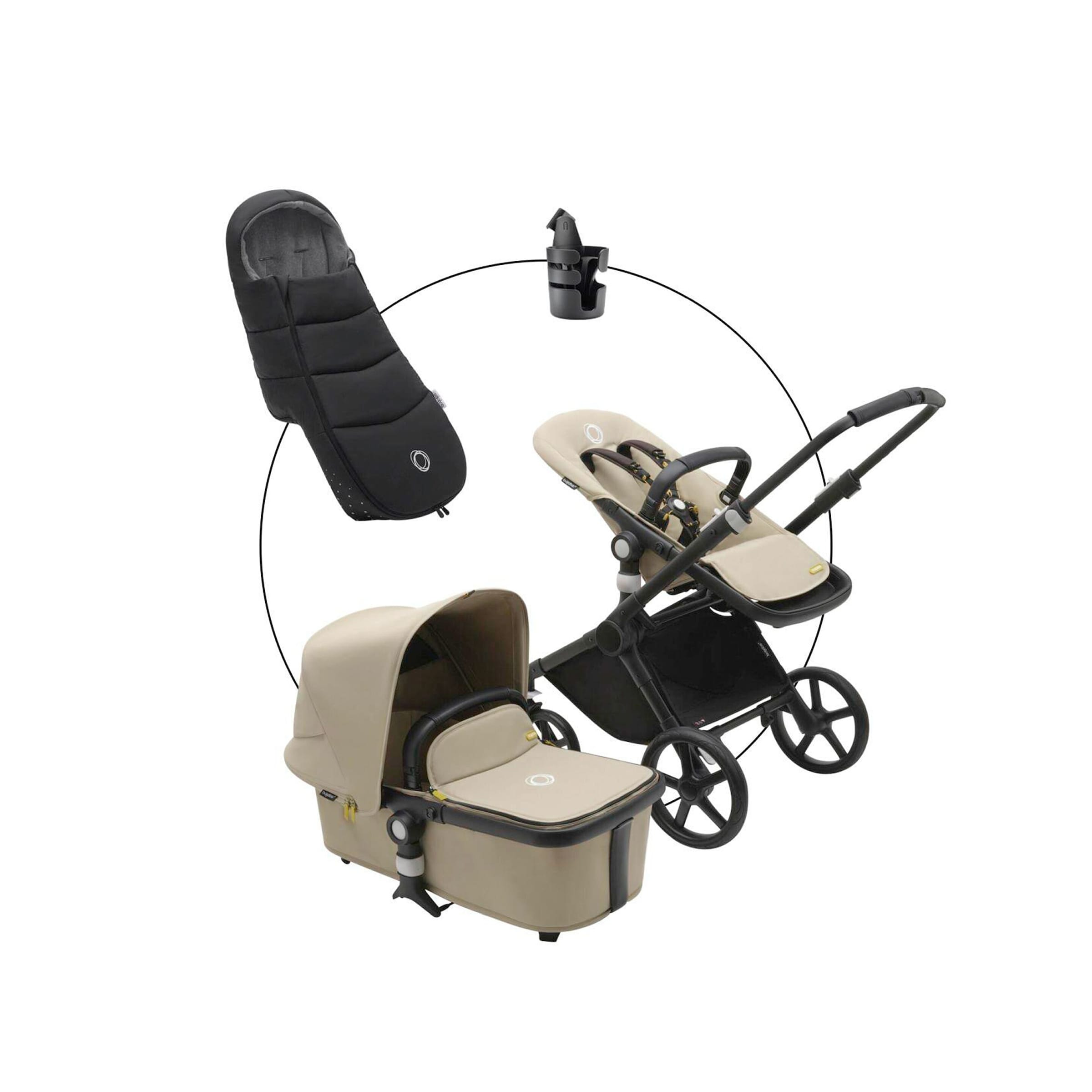 Bugaboo Cub Kombikinderwagen Set essential inkl. Fußsack beige