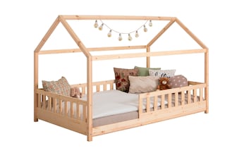 Kinderbett Hausbett "Kay" 90x200 Kiefer natur