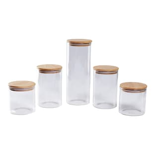 Glas-Vorratsdosen mit Bambusdeckel, 5 Stück