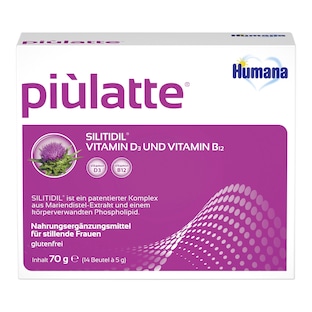 Piulatte, complément alimentaire destiné aux femmes allaitantes, comprenant de la vitamine B12, de la vitamine D3 et de l'extrait de chardon-Marie, complément alimentaire pour la période d'allaitement 70g
