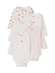 5er-Pack Baby Langarm-Bodys mit Herzen Bio-Baumwolle