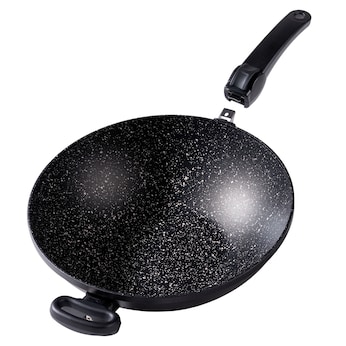 STONELINE Made in Germany Wokpfanne 32 cm mit abnehmbarem Griff | ohne Deckel - Schwarz