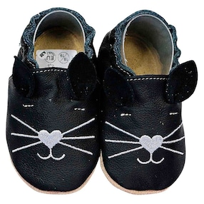 Krabbelschuhe Katze schwarz