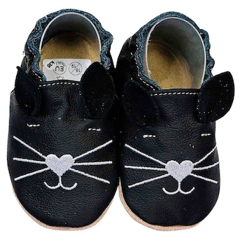 Krabbelschuhe Katze schwarz