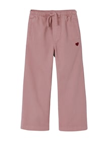 Weite Hose mit Herz-Stickerei Mädchen, Bundweite verstellbar