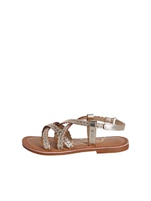 Geflochtene Ledersandalen Mädchen, Anziehtrick