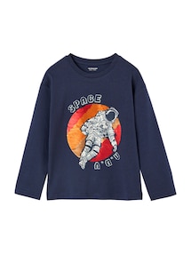Jungen Shirt mit langen Ärmeln und Wende-Pailletten