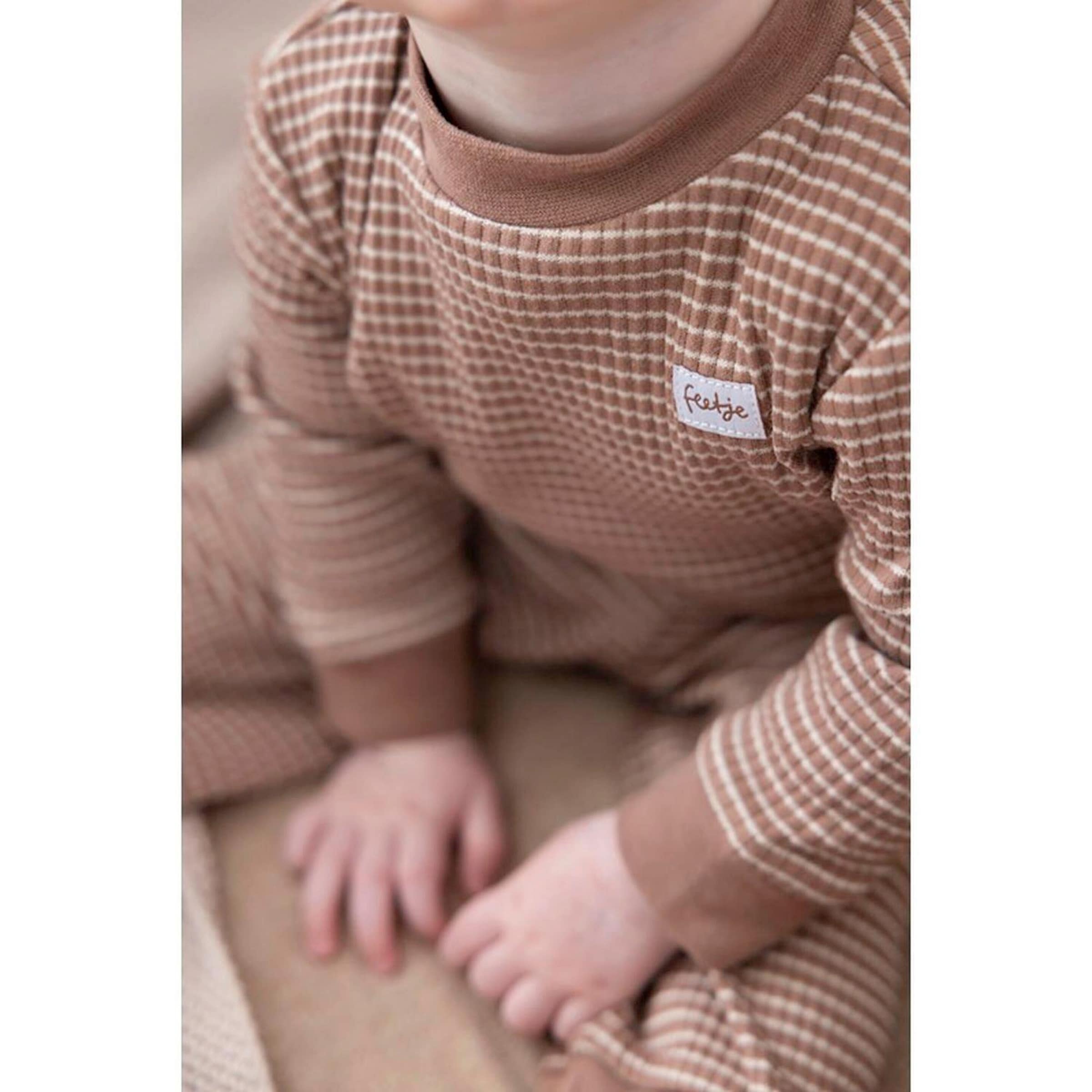 2-tlg. Set Sweatshirt und Jogginghose Waffelpiqué-Optik