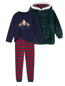 3-teiliges Schlafanzug-Set mit Kapuzen-Sweatshirt für Jungen