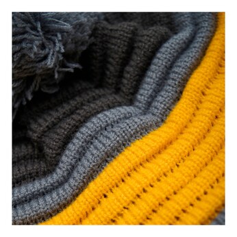 Winter-Strickmütze Bommel Colorblock