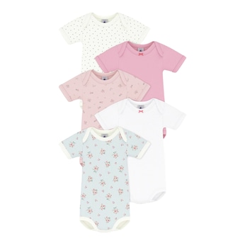 5er-Pack Bodys kurzarm Blumen Herzen