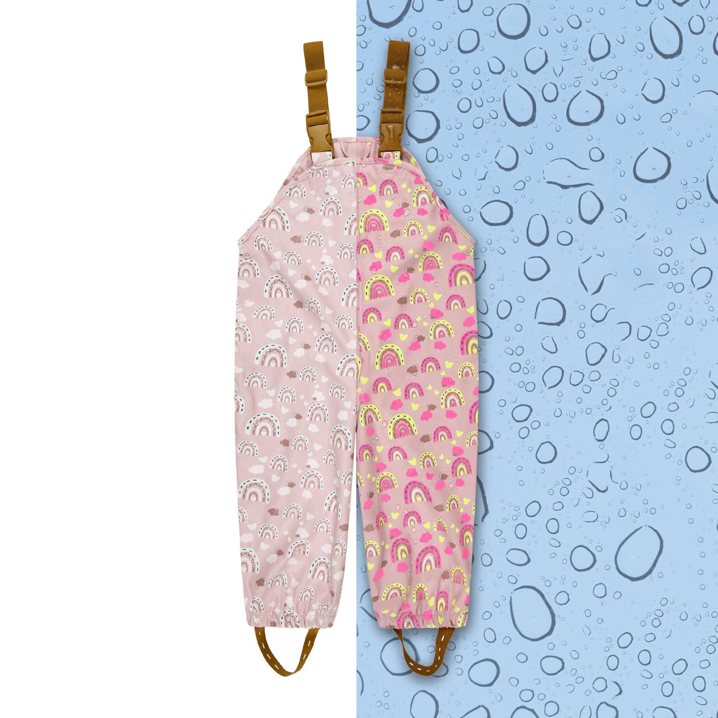 Sterntaler Regenhose mit Trägern Regenbögen Farbwechsel