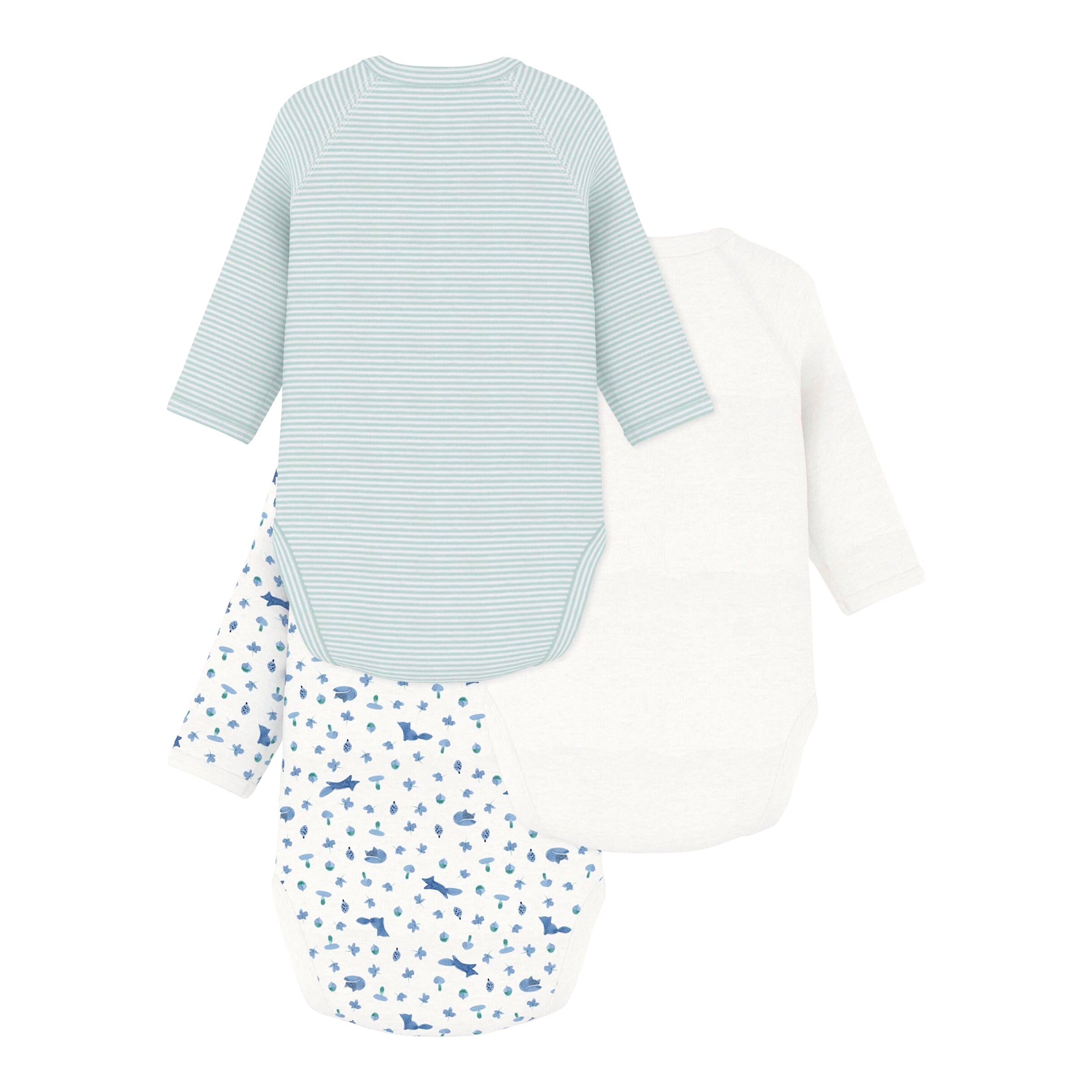 Petit Bateau 3er-Pack Wickelbodys langarm Ringel Fuchs