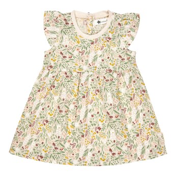 Kleid kurzarm Leinenoptik Blumen