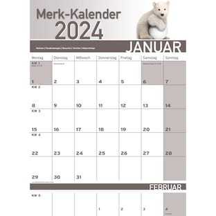 ﻿Merk-Kalender 2024 ﻿„Tierbabys“