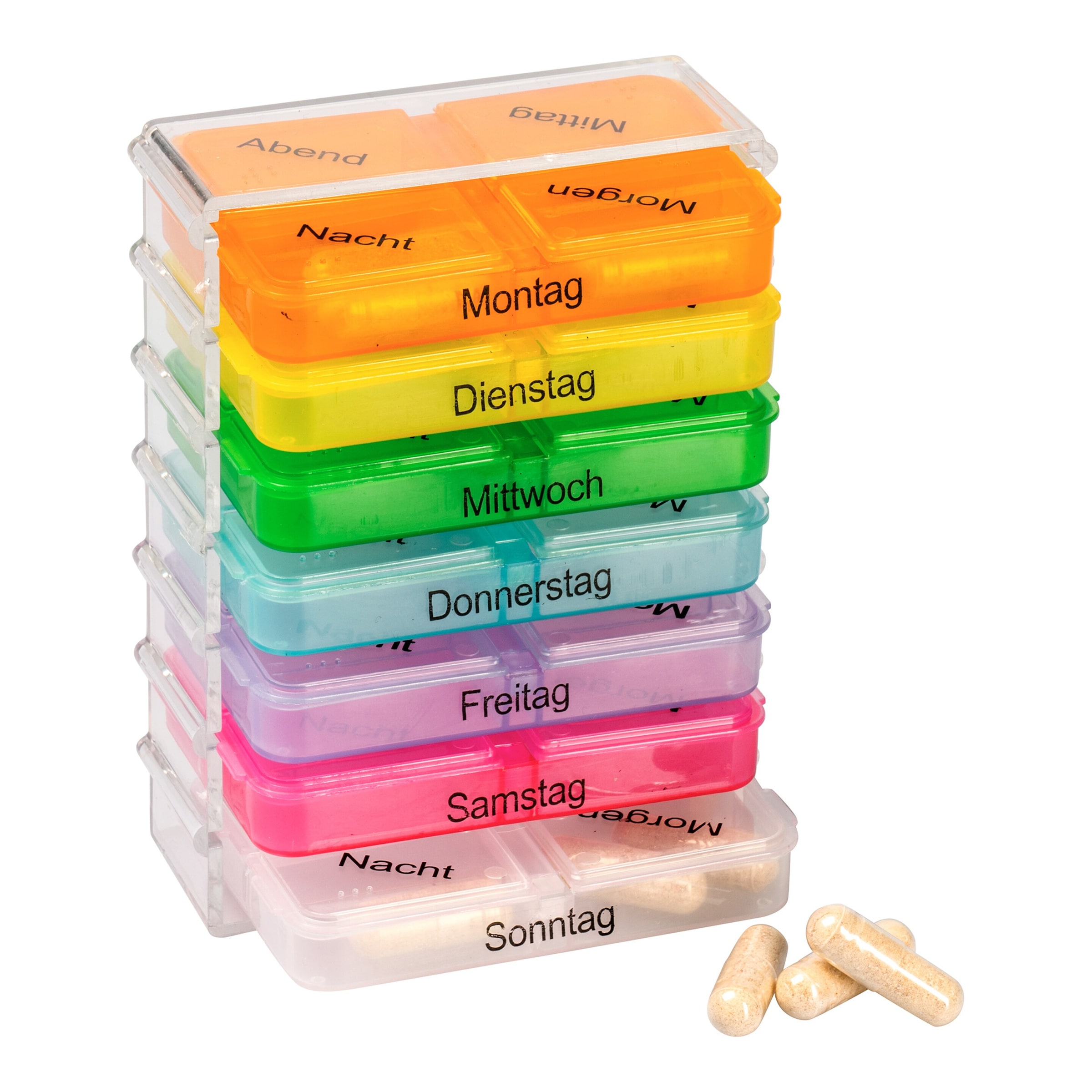 Tablettenbox 7 Tage "Regenbogen" mehrfarbig
