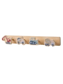 Wandgarderobe BAUSTELLE mit 4 Kleiderhaken, Traktor, Bagger Kinderzimmer