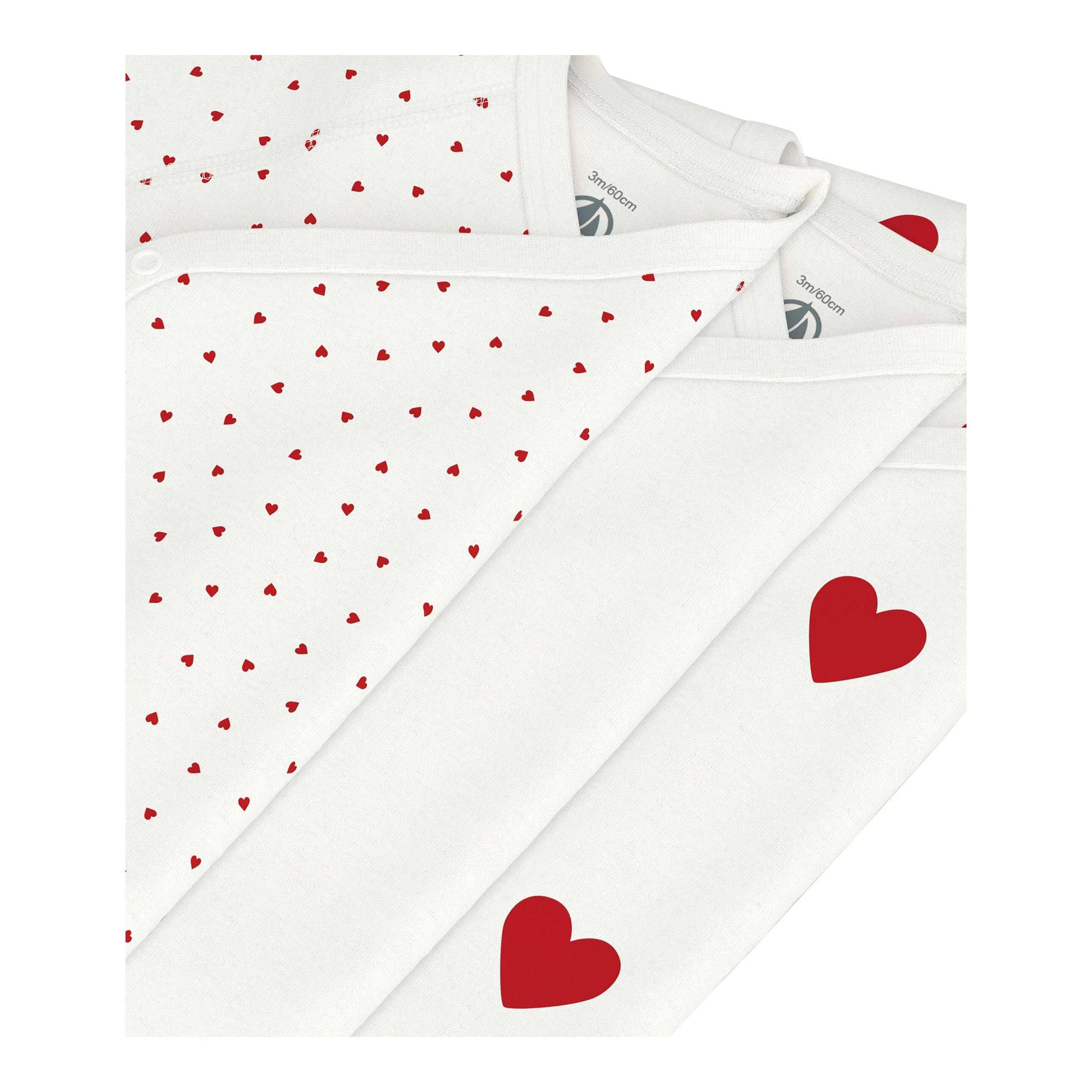 3er-Pack Wickelbody kurzarm Herzen