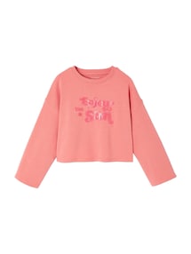 Mädchen Cropped-Shirt mit Pailletten-Schriftzug und Recycling-Baumwolle