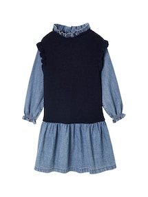 Mädchen 2-in-1-Kleid mit Denim