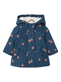 Gefütterte Mädchen Baby Regenjacke mit Blumen und Recycling-Polyester