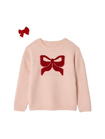 Geschenk-Set: Weihnachtspullover & 2 Haargummis für Mädchen