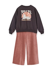 Set Sweatshirt & Samt-Hose Mädchen