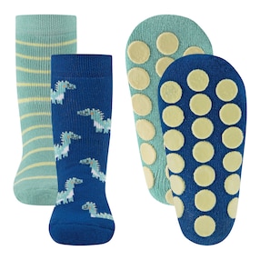 2er-Pack ABS-Socken Dinos Ringel