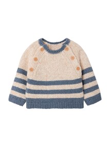 Gestreifter Matrosen-Strickpullover mit Knopfleisten Baby