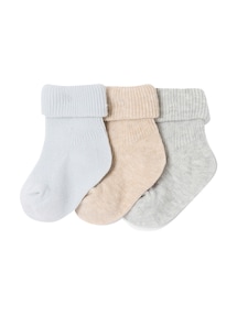 3er-Pack Socken uni mit Umschlag, Baby