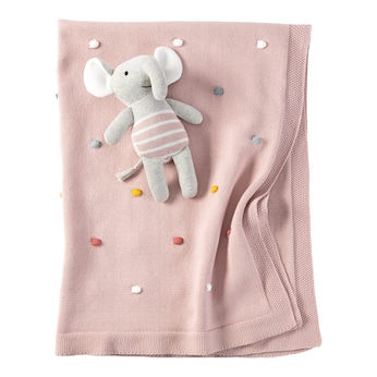 Babydecken-Set mit Greifling Elefant 80x100 cm