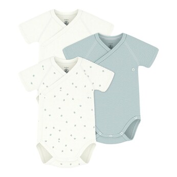 Lot de 3 bodys portefeuille à manches courtes rayures pattes