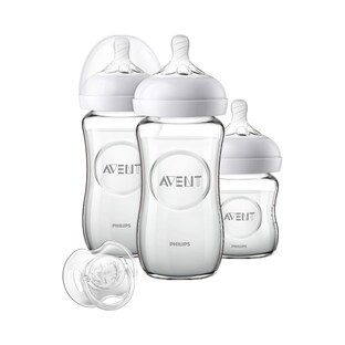 4-tlg. Babyflaschen-Set Natural, SCD303/01, Glas, Anti-Kolik-Weithals, 120-240ml, ab 0M