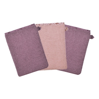 Lot de 3 gants de toilette 15 x 21 cm