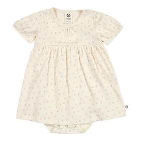 Bodykleid kurzarm Puffärmel Blumen Rippqualität