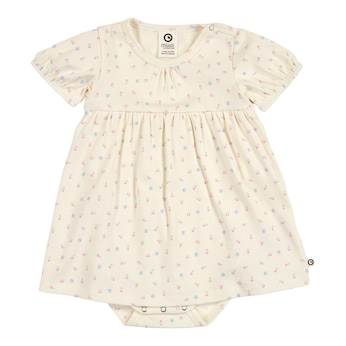 Robe-body manches courtes manches bouffantes fleurs côtes