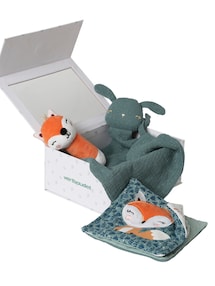 Baby Geschenk-Set: Schmusetuch, Rassel & Stofftuch