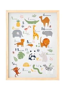 Kinderzimmer Poster mit Rahmen „Dschungeltiere“