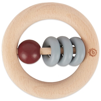 Holz Beißring mit Silikonball Rund - ab Geburt