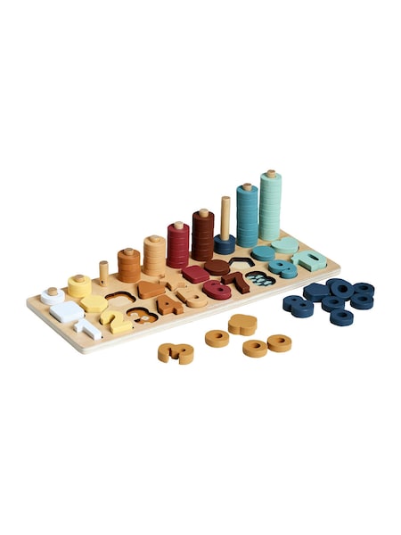 Le Toy Van - PL21 - Holzwürfel-Lernspiel für Kinder ab 1 Jahr, Alphabetwürfel, Montessori, Stapelwürfel mit Gesichtern, 3D-Puzzle 30 Teile, ökologisches Spielzeug, Petilou