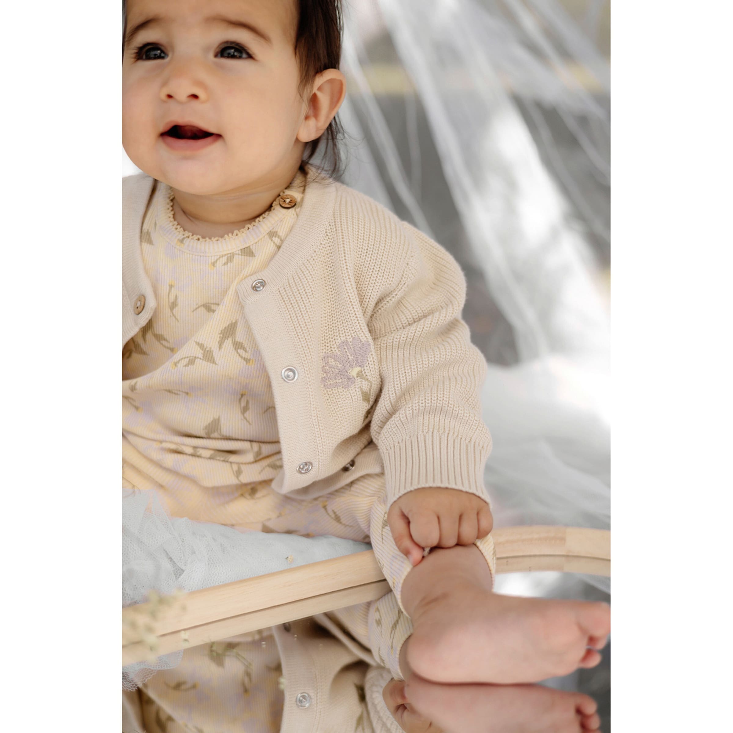 Shirt langarm Blumen Rippqualität