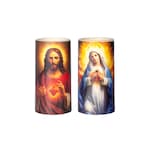 Lot de bougies LED en cire véritable «Jésus et Marie»