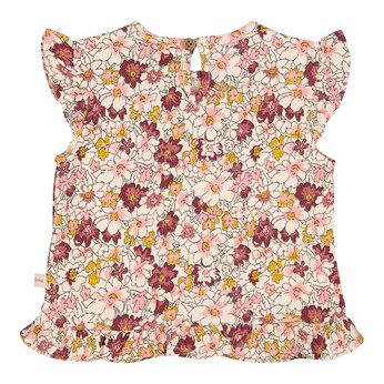 Krepp-T-Shirt Blumen Volant
