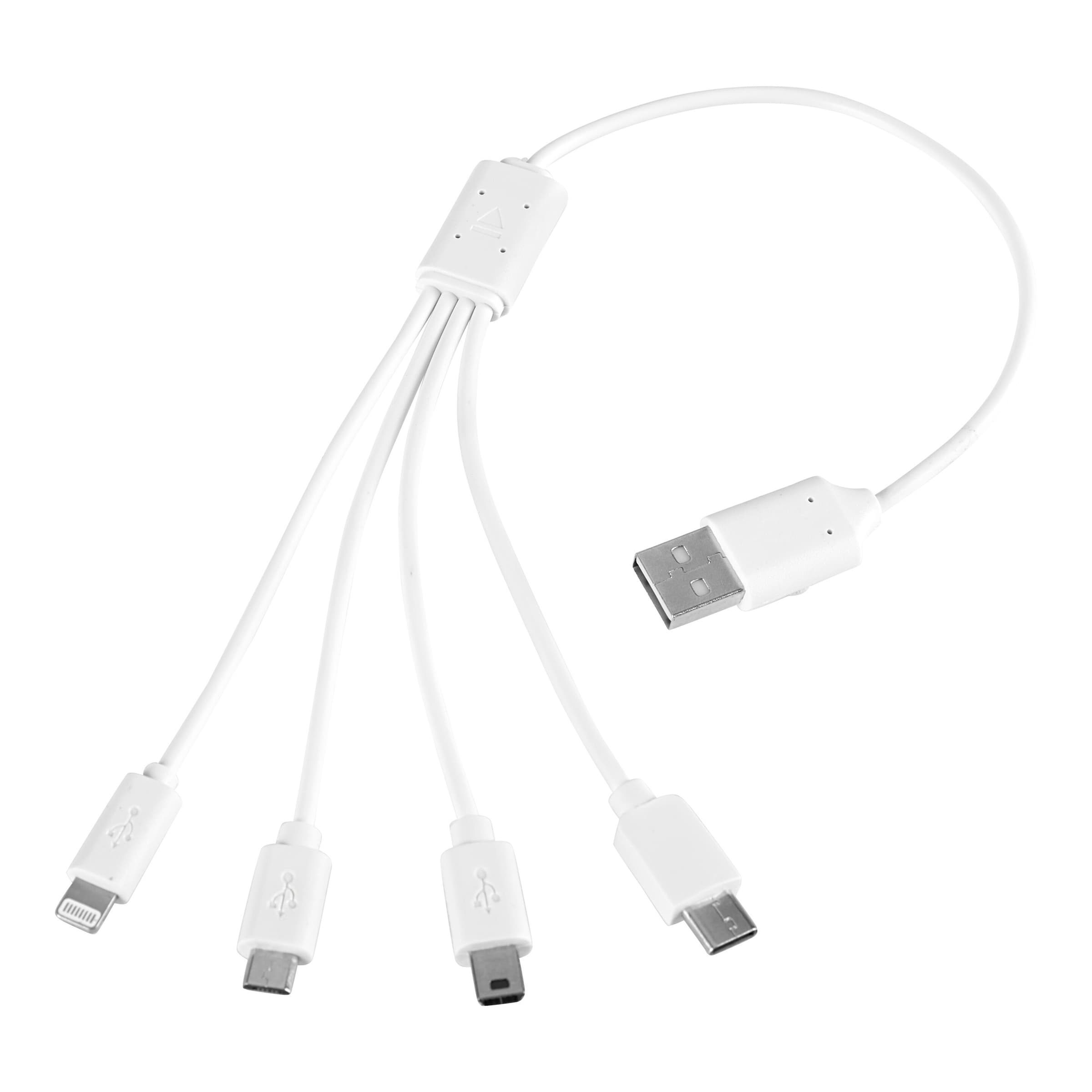 Multi-USB-Ladekabel "4 in 1" weiss