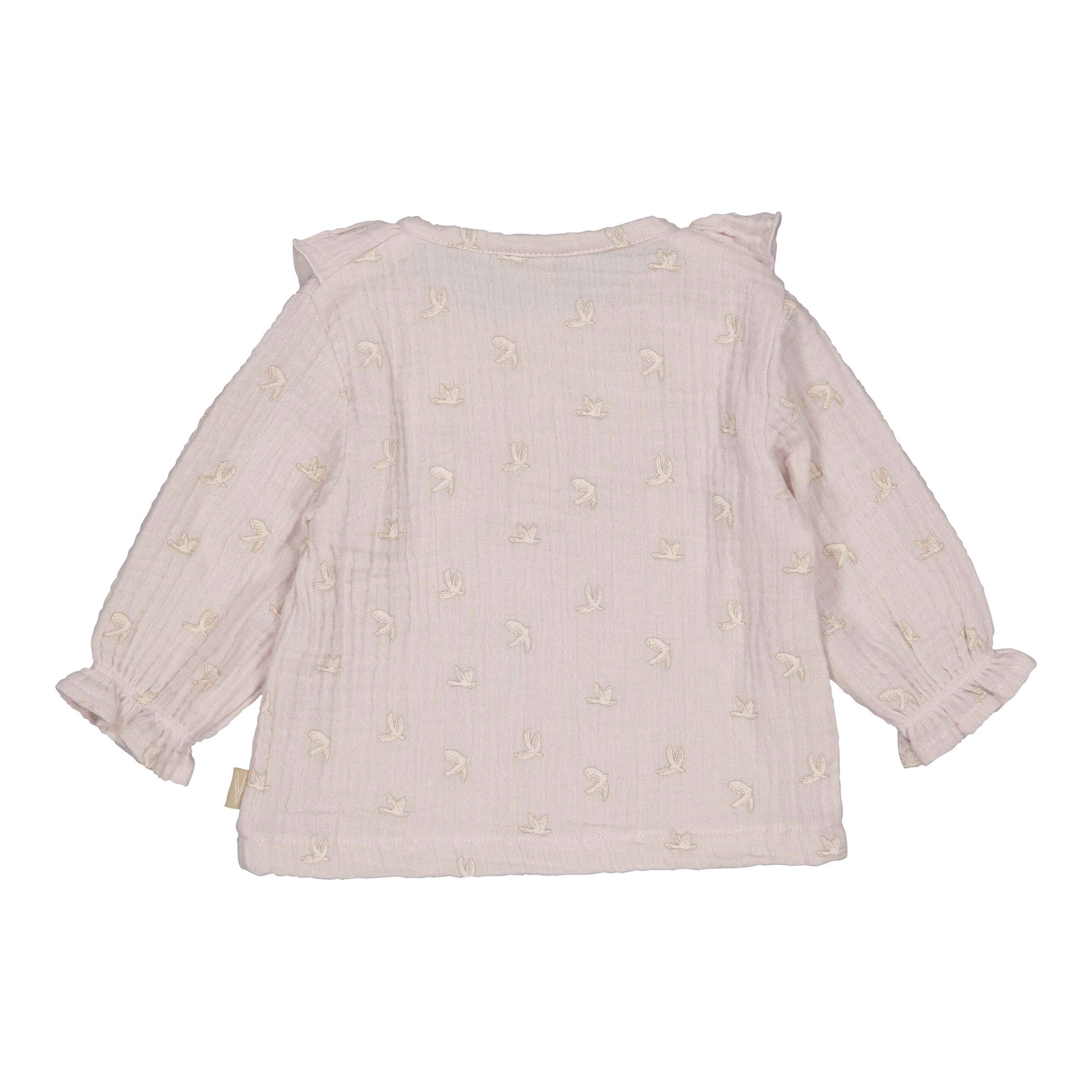 Levv Musselin-Shirt langarm Vögel Rüschen