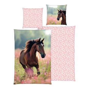 Parure de lit réversible en renforcé cheval 80x80/135x200 cm