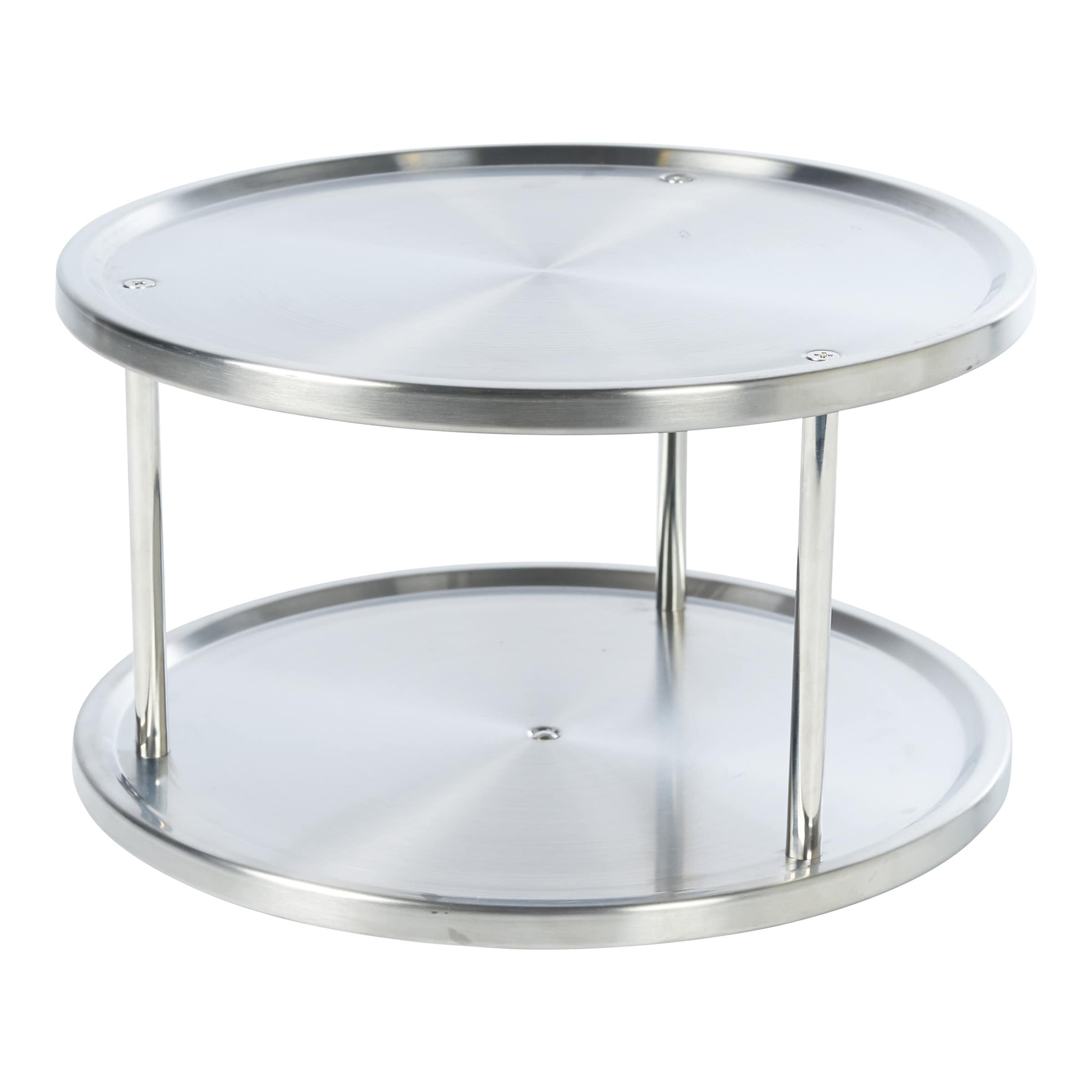 Gewürzregal-Schrankrondell "Doppeldecker", Edelstahl, drehbar, stehend silber