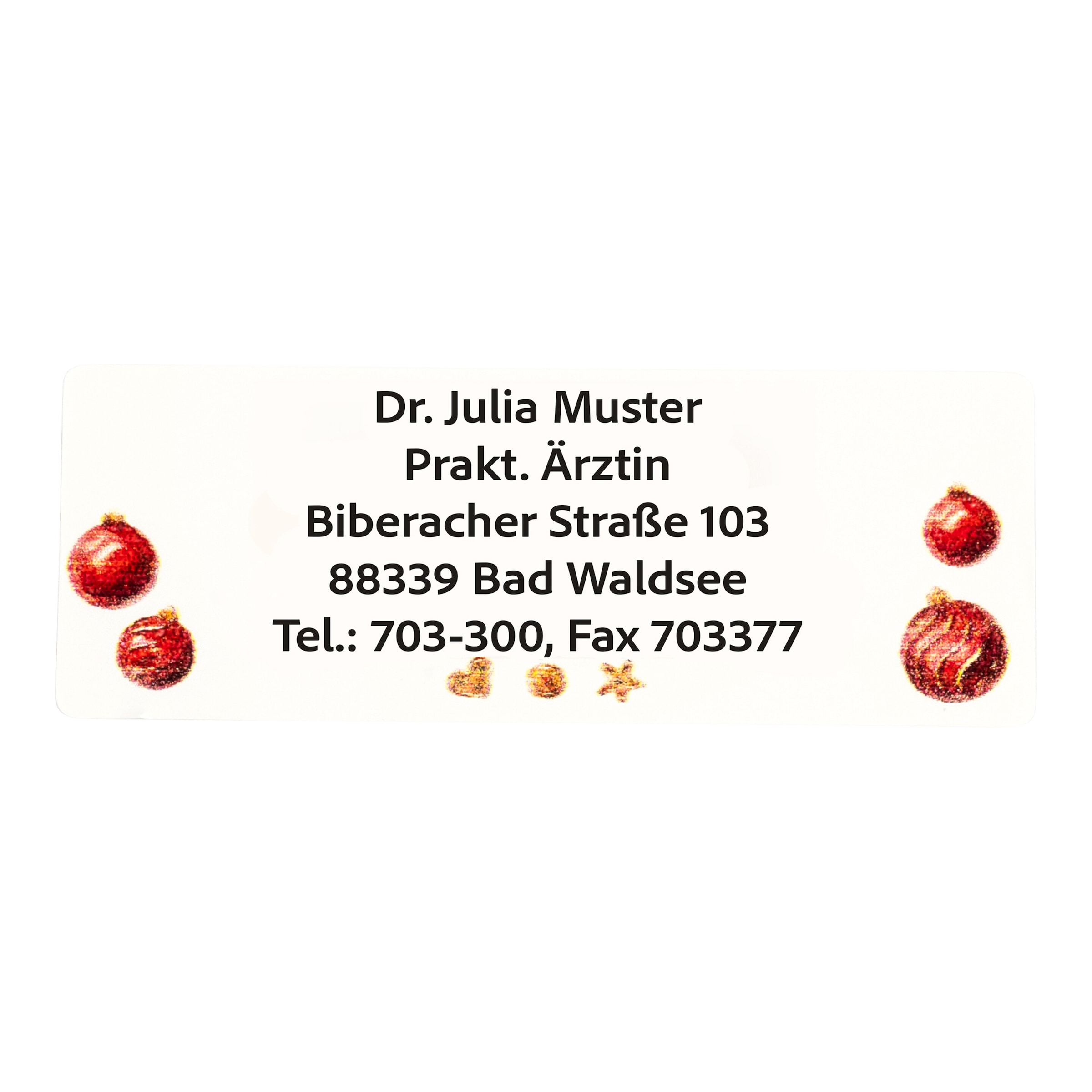 Namensaufkleber "Kuglen", 300 Stück weiss rot