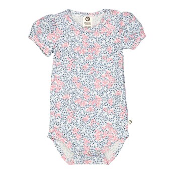 Body kurzarm Puffärmel Blumen