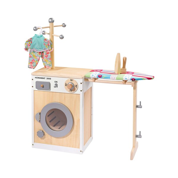 howa machine à laver en bois Lucky pour enfants avec corde à